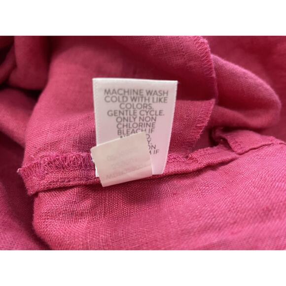 J Jill Love Linen Shirt Dress Womens 3X Pink Short Sleeve Pockets Flowy Coastal - Picture 15 of 16